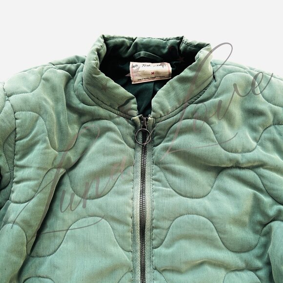 FREE PEOPLE We The Free Aura Liner Quilted Bomber Jacket In Green NWT - Picture 3 of 11